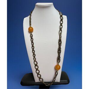Unique Vintage Chunky Links Necklace Great For Adding Charms Lucite Beads 31”